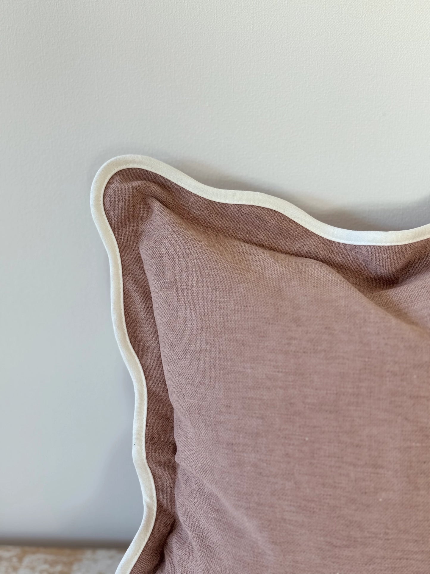 Dusty Pink Scalloped Edge Cushion