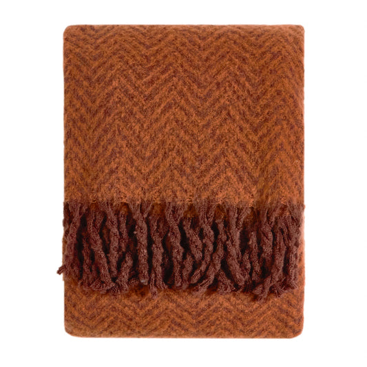 Tweedie Brushed Herringbone Throw Cinnamon