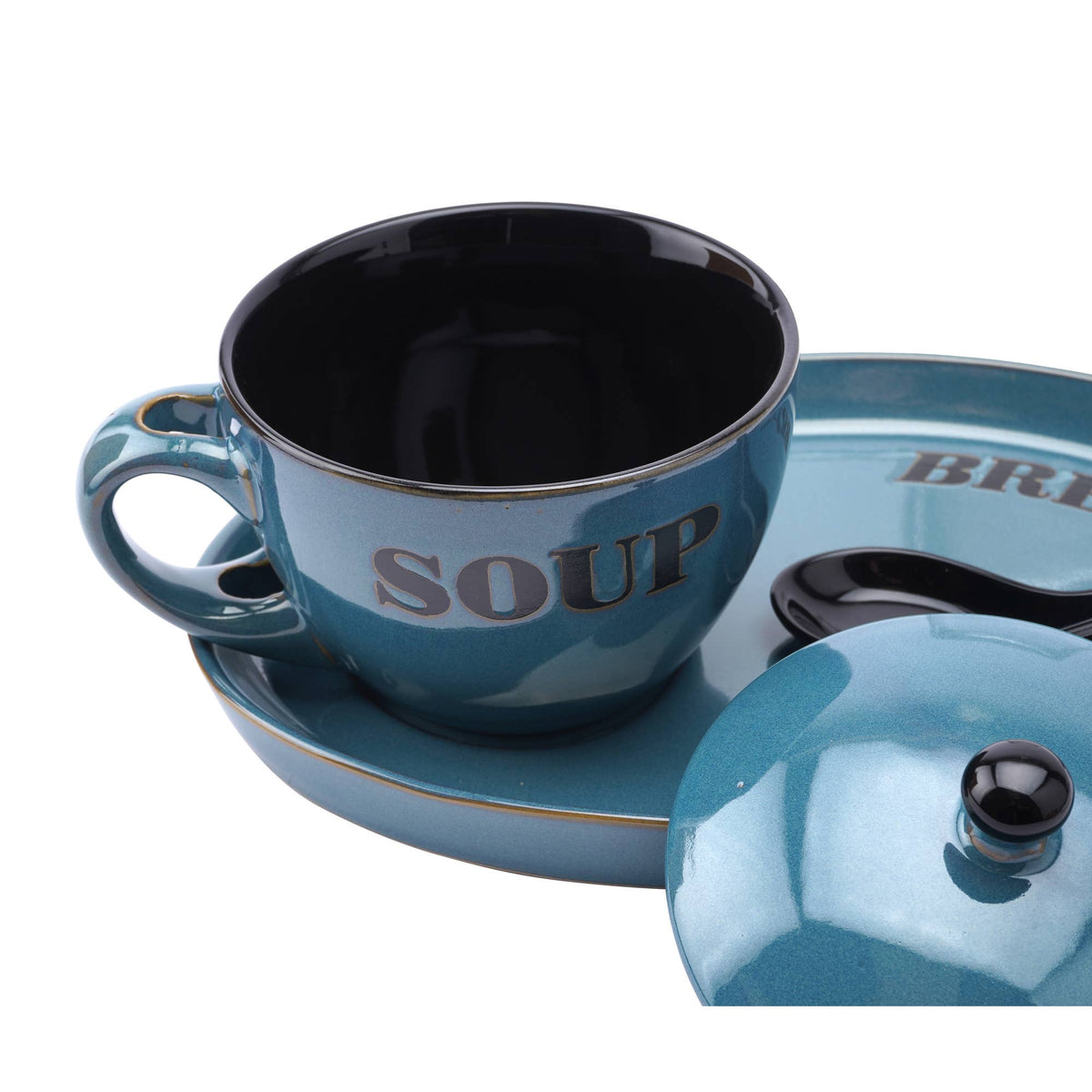 Soup Bowl and Bread Plate - Blue