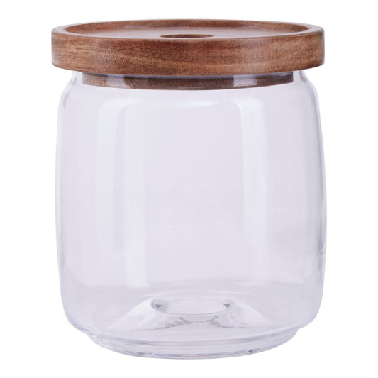 Tromso 860ml Round Glass Storage Jar with Acacia Lid