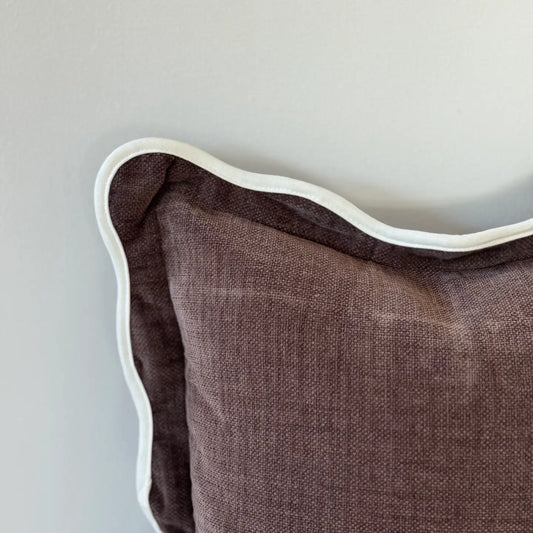 Dark Brown Scalloped Edge Cushion