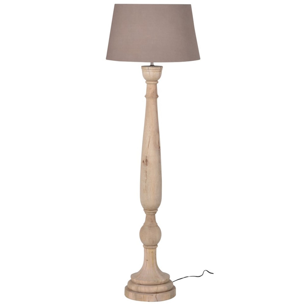 Wooden Floor Lamp with Linen Shade