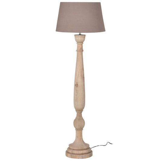 Wooden Floor Lamp with Linen Shade