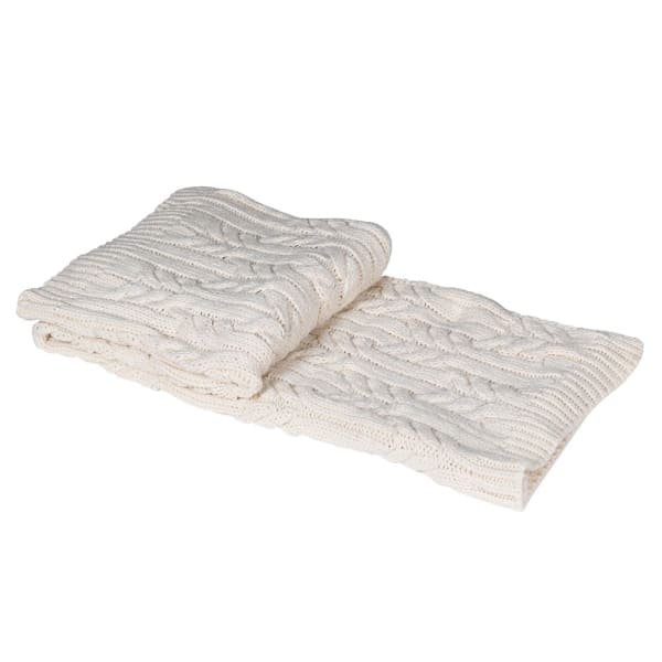 Cream Cable Knit Throw