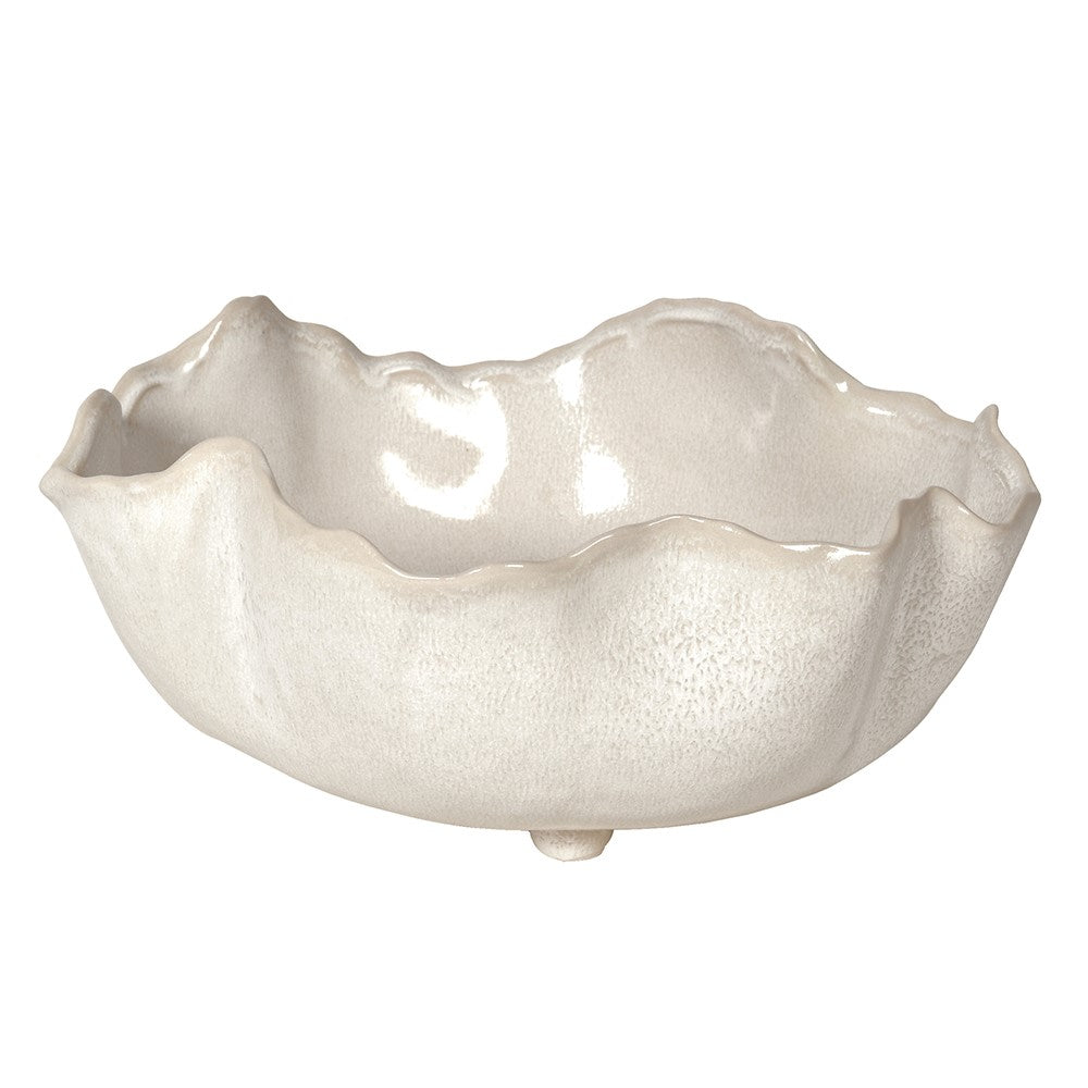 Large White Wavy Bowl