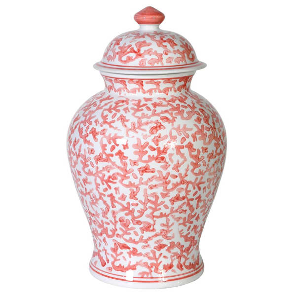 Coral Patterned Porcelain Ginger Jar