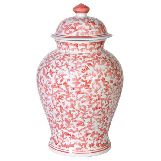 Coral Patterned Porcelain Ginger Jar