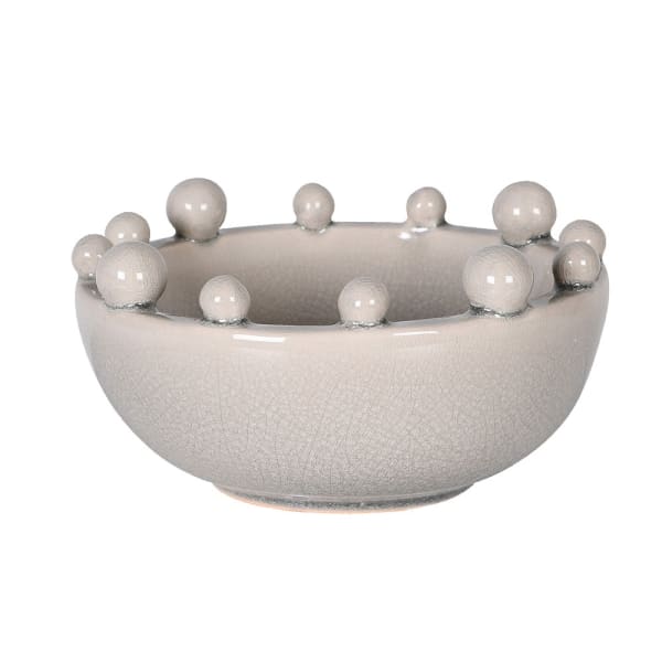 Cream Ceramic Trinket Bobble Edged Bowl - small