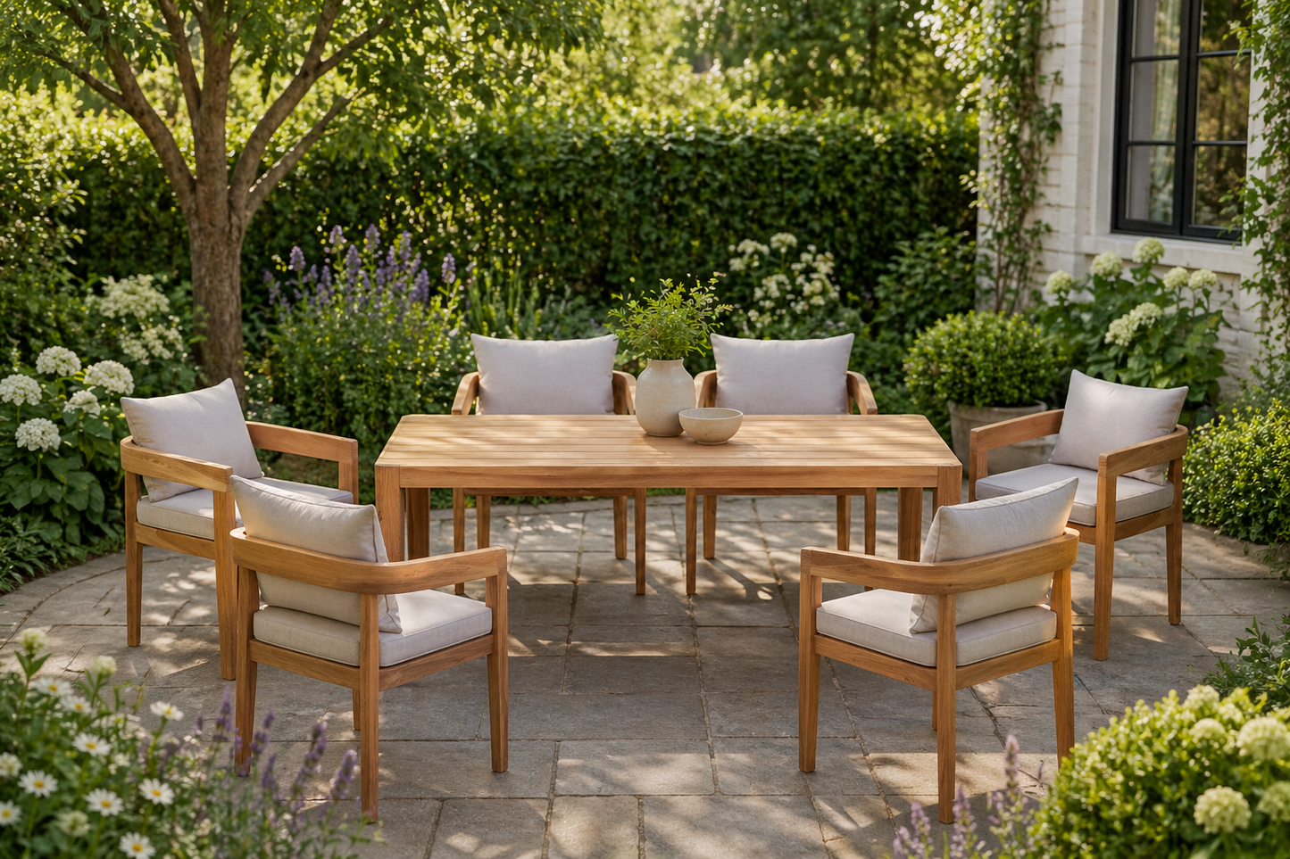 Outdoor wooden dining set