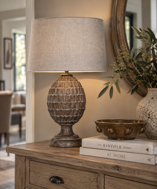 Artichoke Table Lamp with Linen Shade