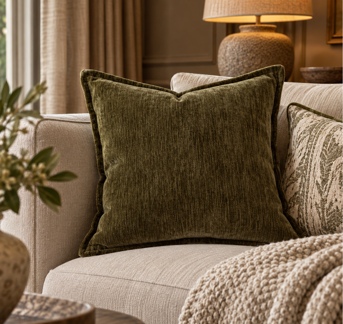 Sorelle Velvet Cushion Olive