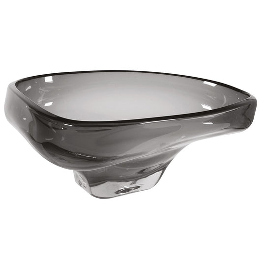Hand Blown Smoked Glass Triangle Bowl