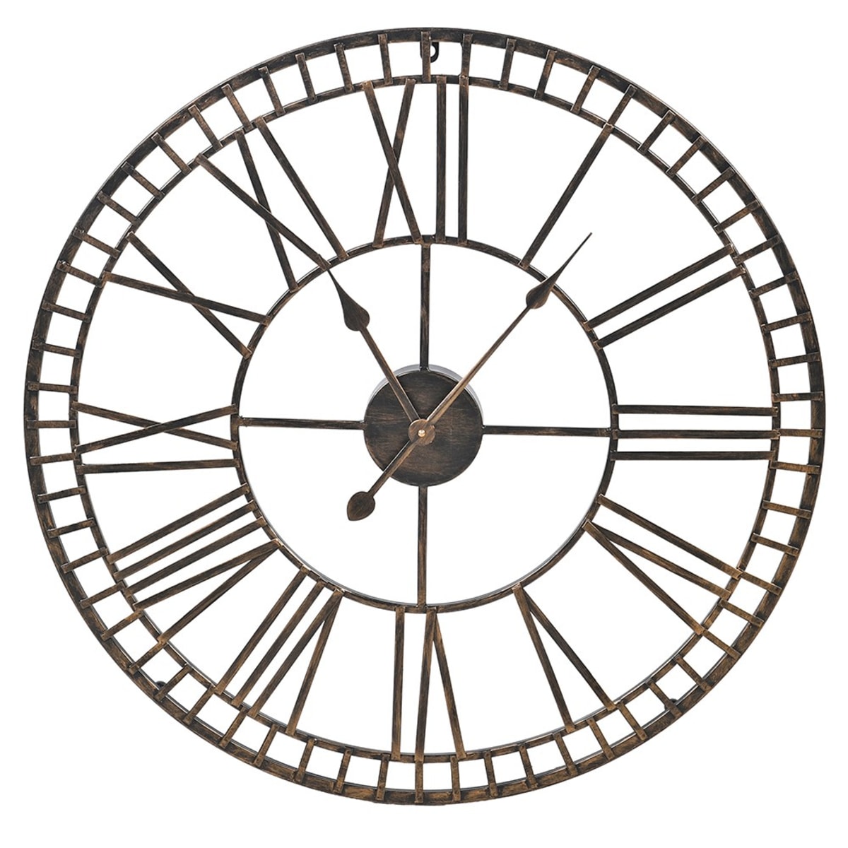 Large Black and Gold Roman Numerals Metal Wall Clock