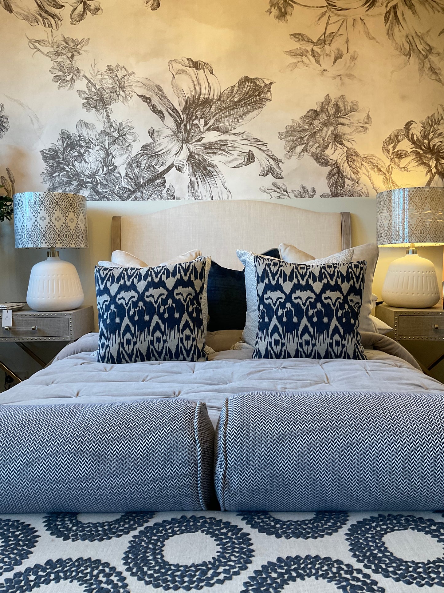 Navy Ikat Cushion