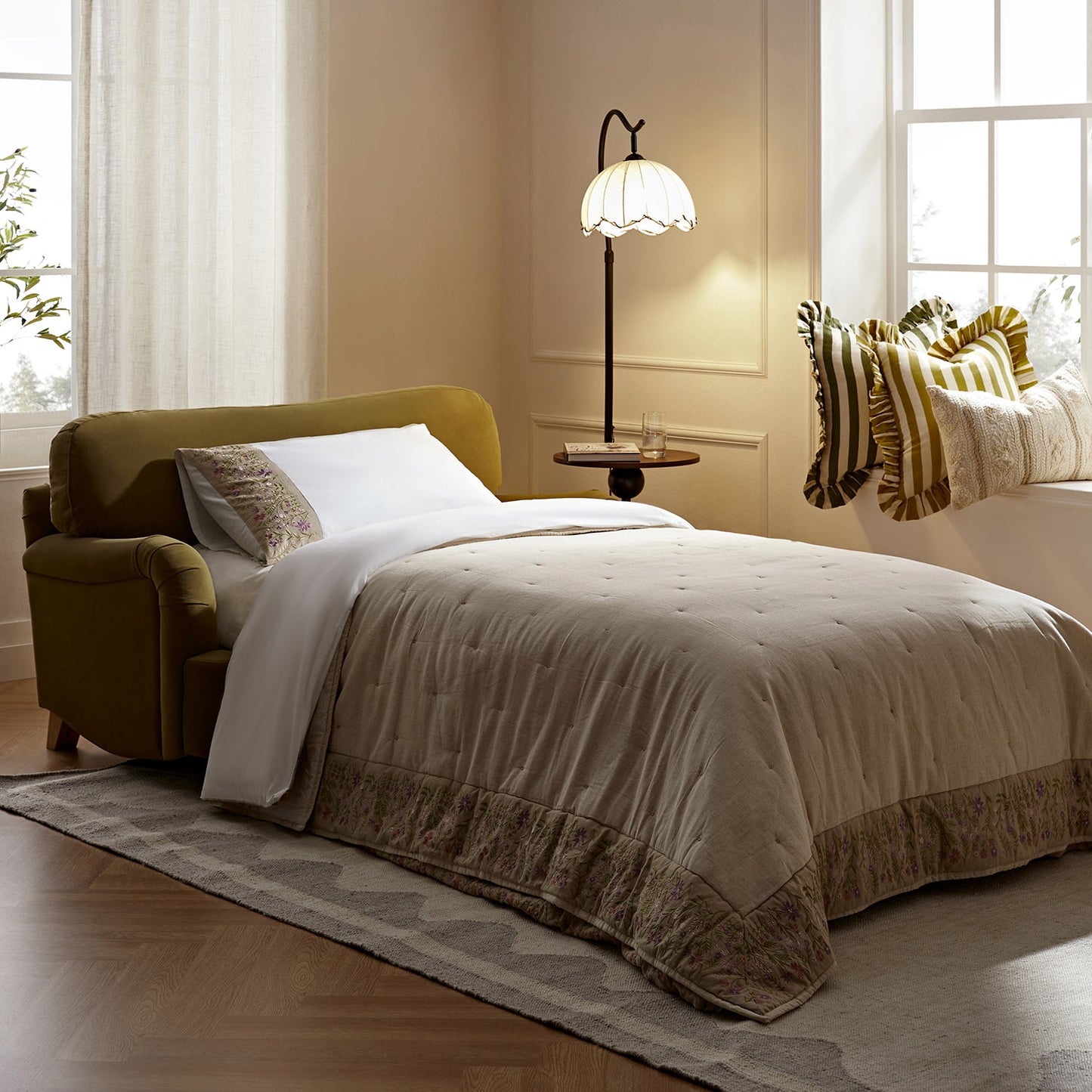Daphnis Fudge Velvet Sofa Bed Loveseat