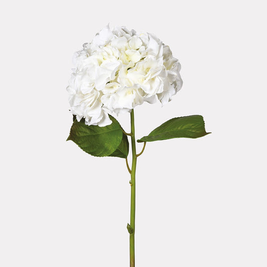 Real Feel White Hydrangea Stem with Leaves