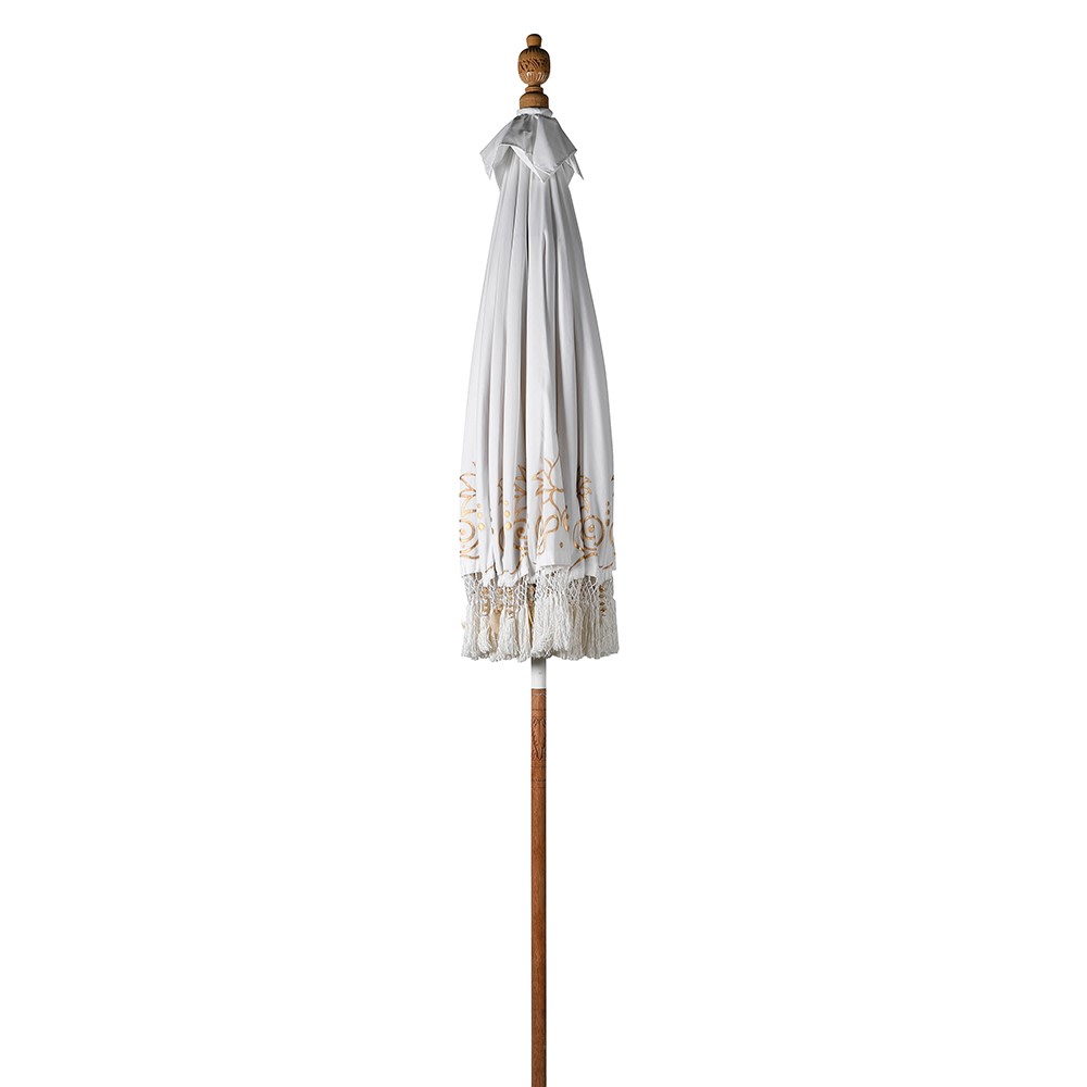 Hand Painted White Parasol with Tassels