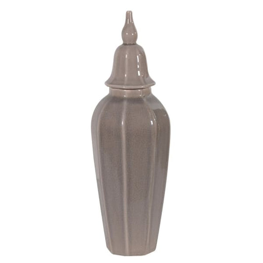 Small Grey Lidded Urn