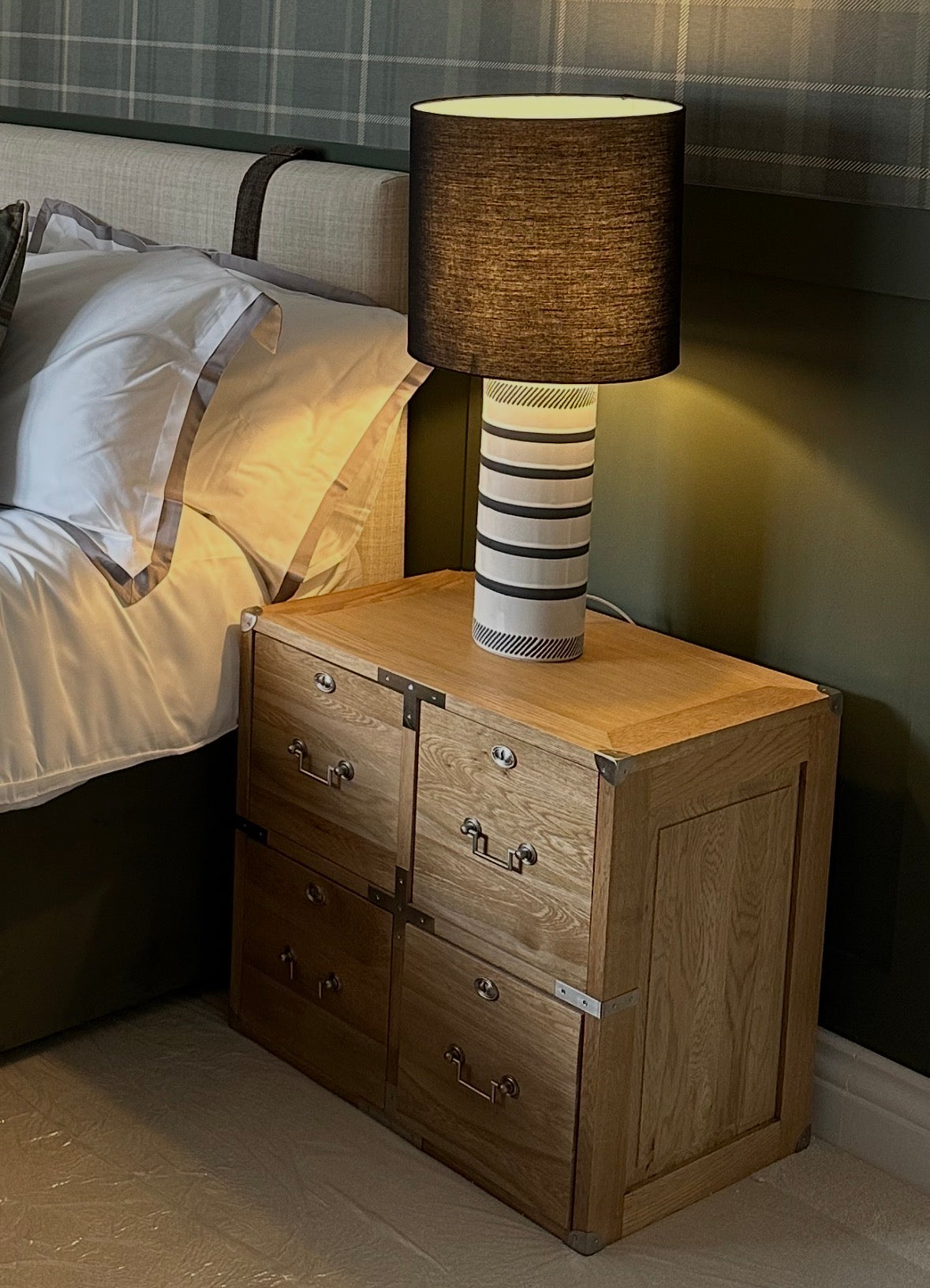 Weathered Oak Square 4 Drawer Bedside