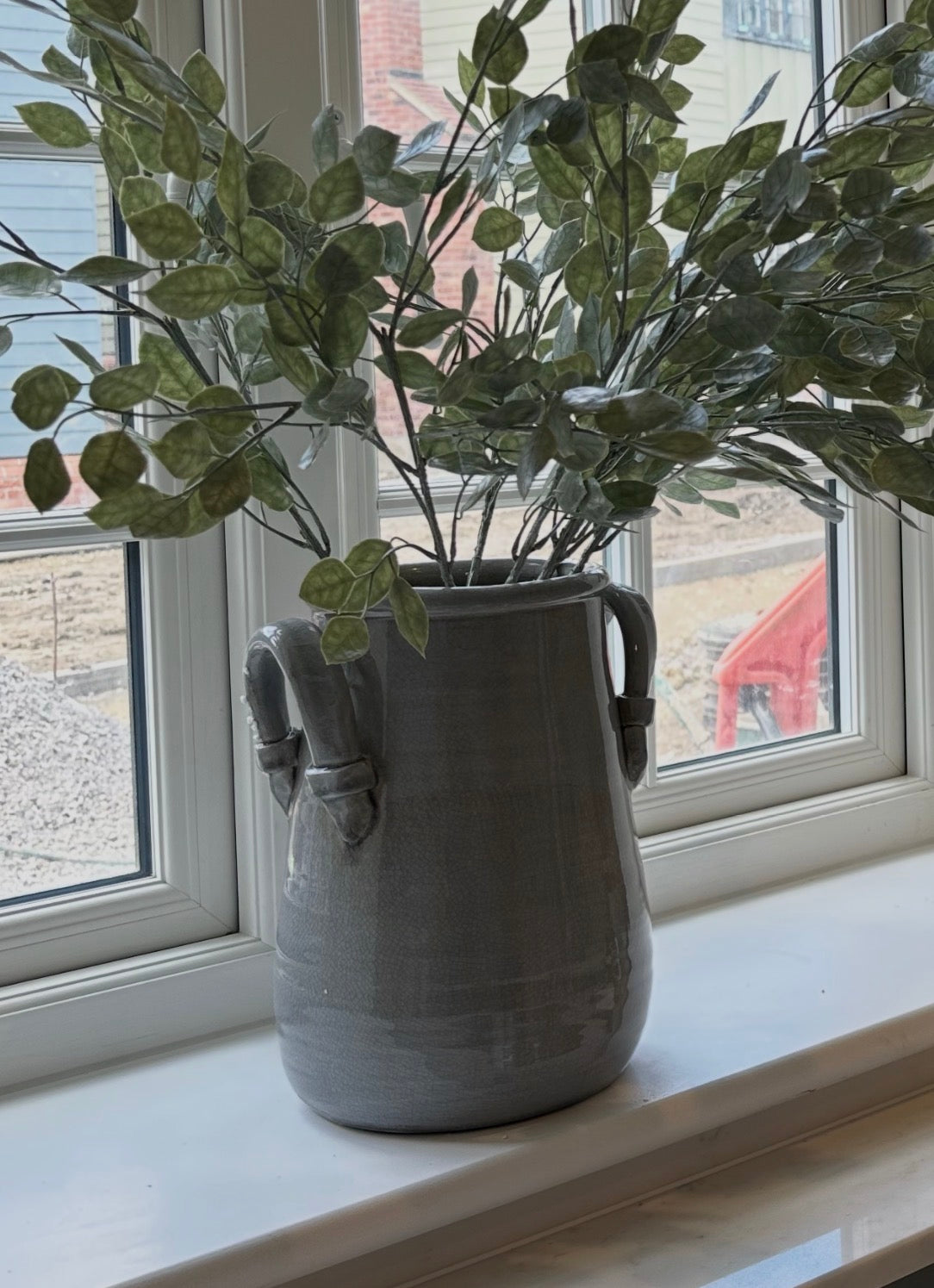 Grey Urn Vase with Handles