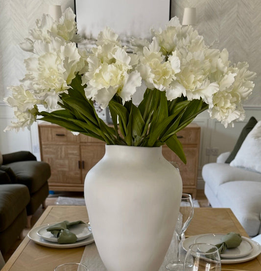 White Parrot Tulip with Leaves