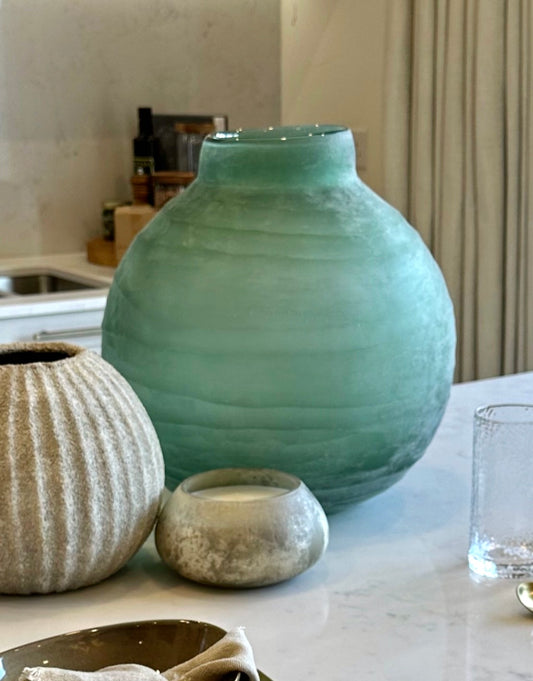 Green Round Glass Vase
