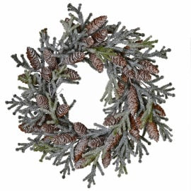 Frosted Pine with Cones Wreath