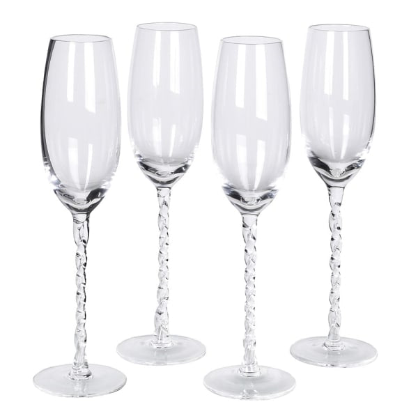 Set of 4 Twisted Stem Champagne Glasses