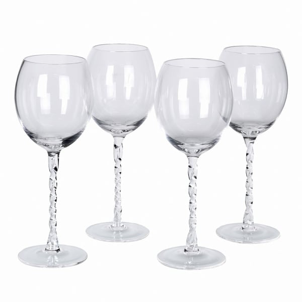 Set of 4 Twisted Stem White Wine Glasses