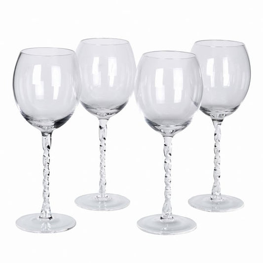 Set of 4 Twisted Stem White Wine Glasses