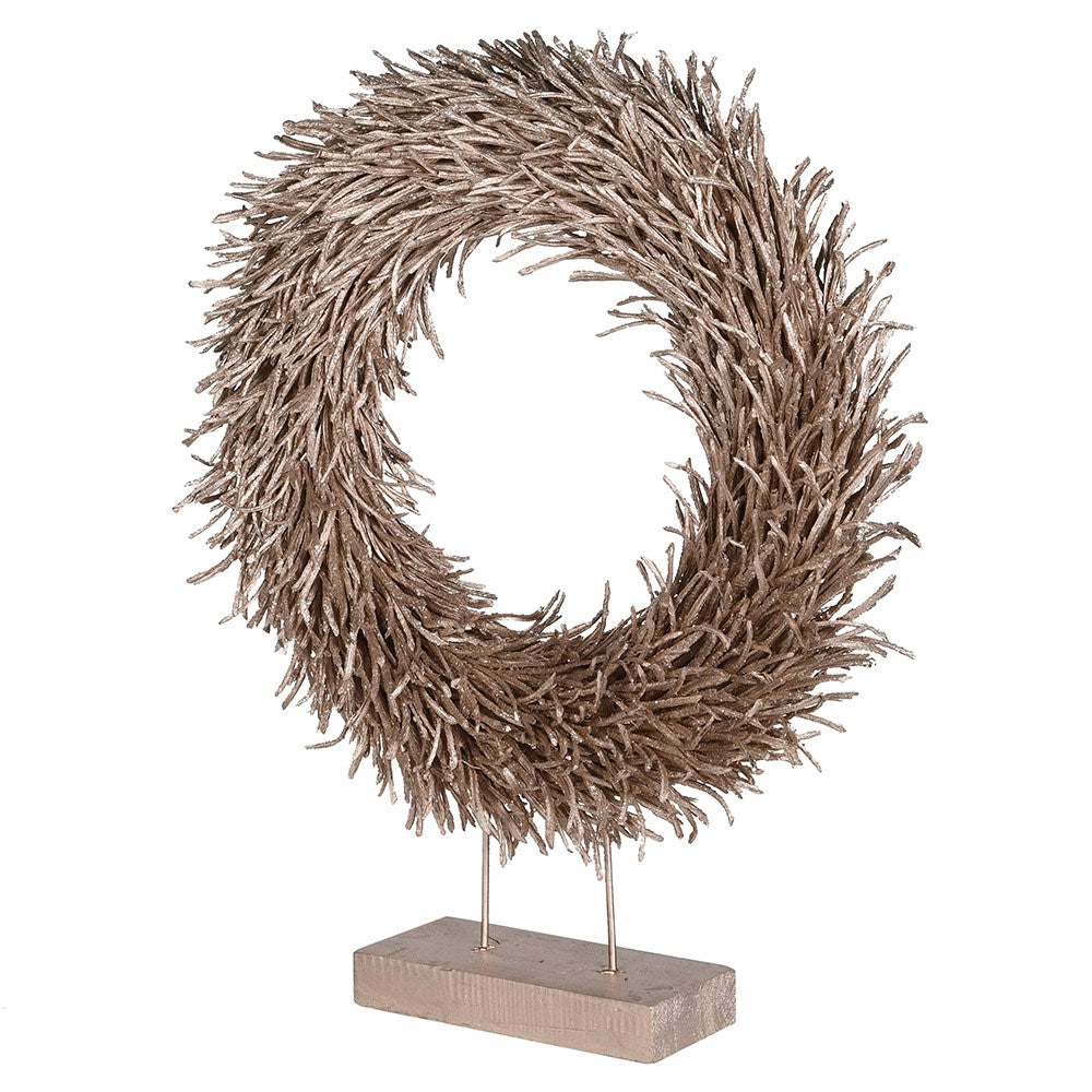 Gold Twig Wreath On Stand