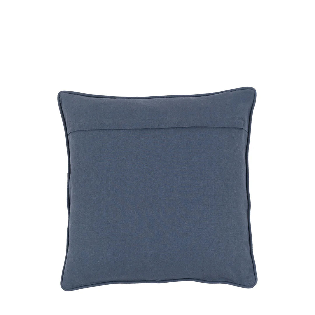 Floral Embroidered Cushion - Blue