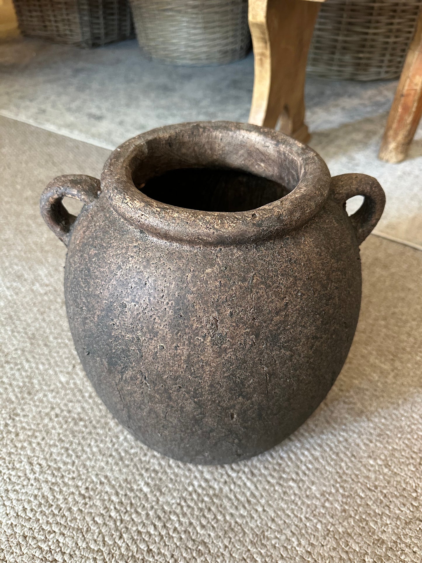 Earthenware Black Distressed Vase