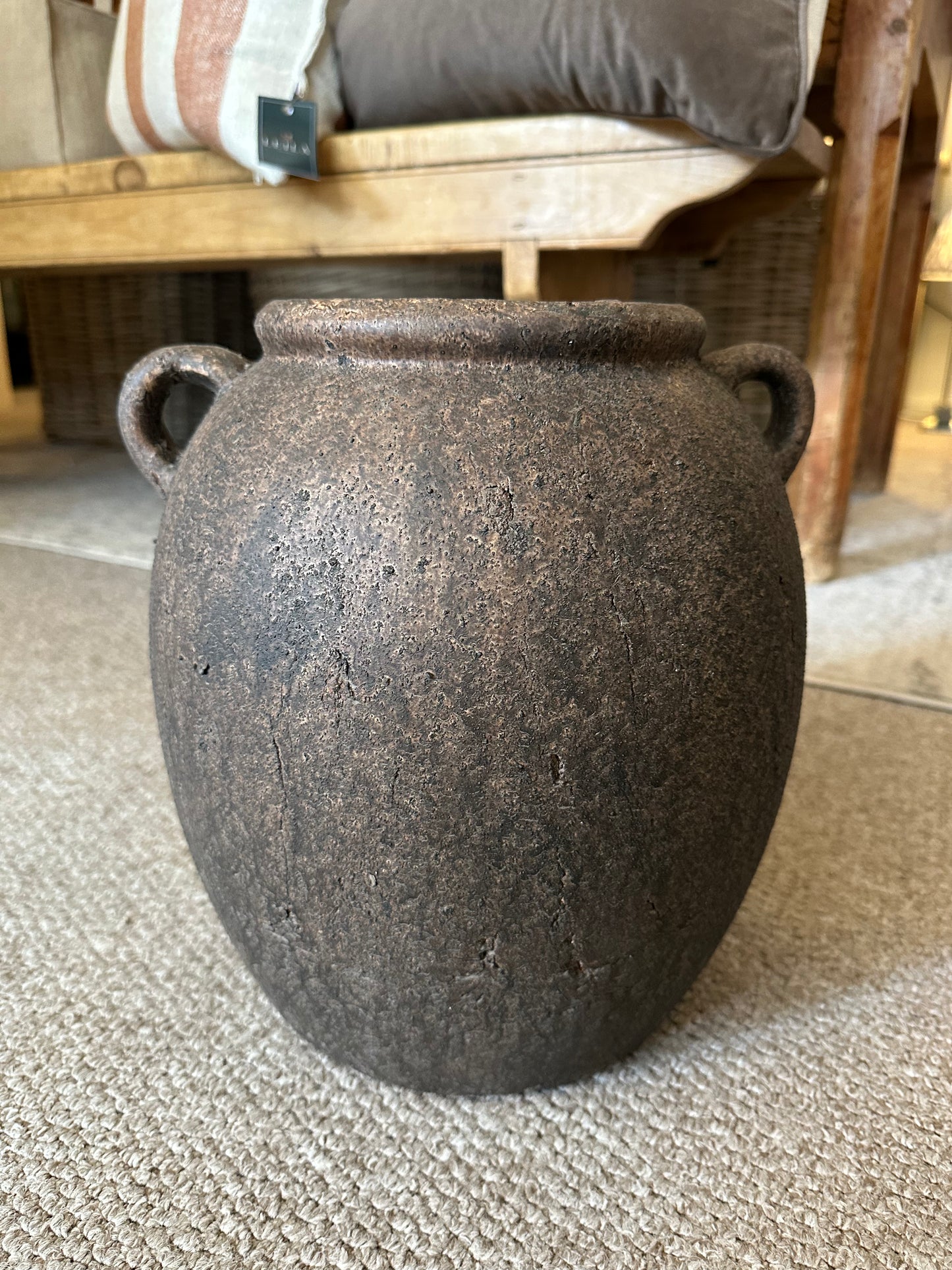 Earthenware Black Distressed Vase