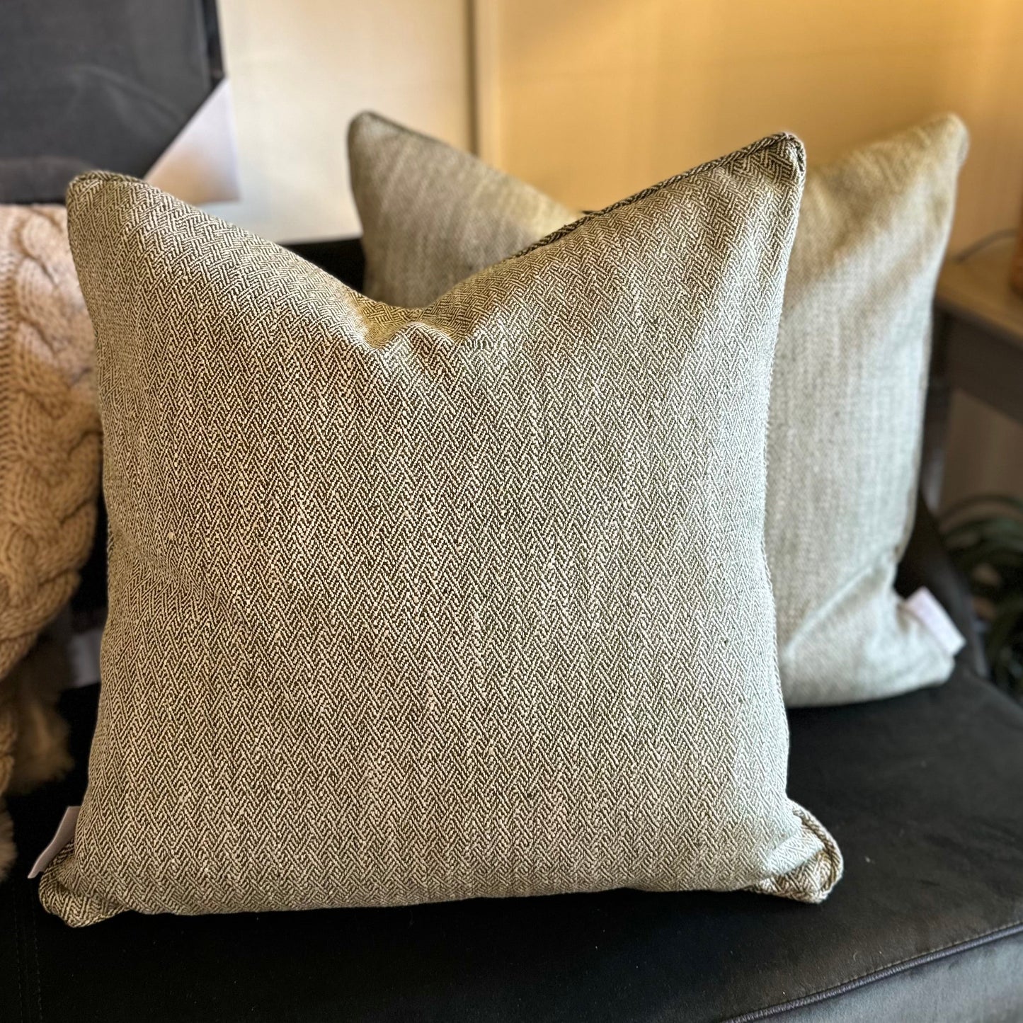 Herringbone Green Cushion