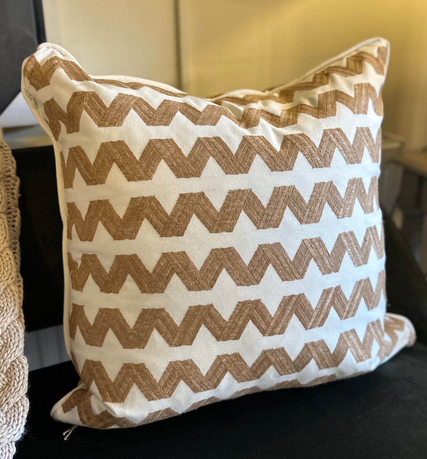 Large Mustard Zigzag Cushion