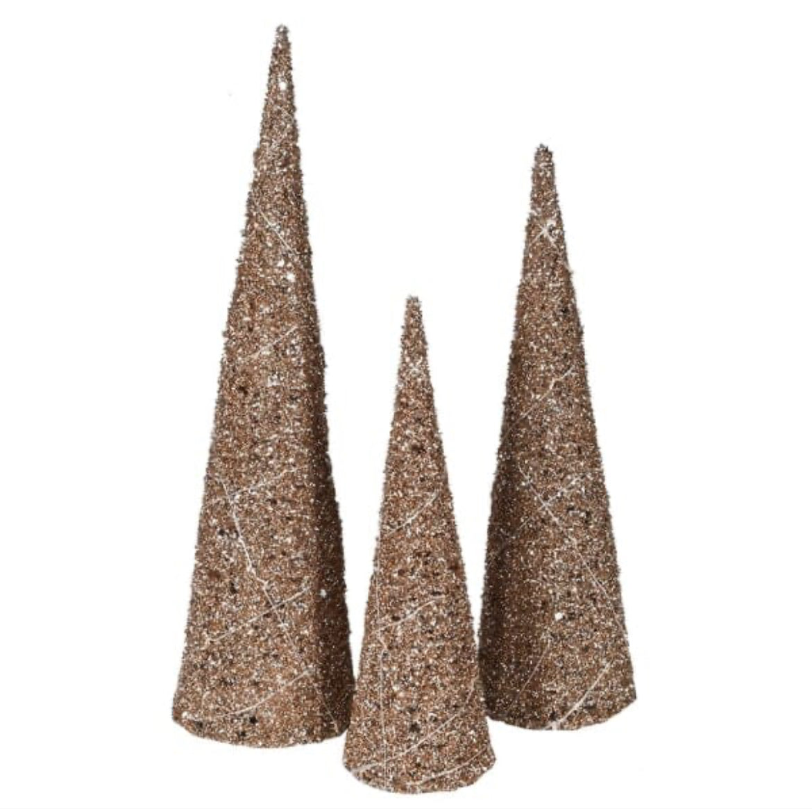 Glittered LED Decorative Trees - Set of 3