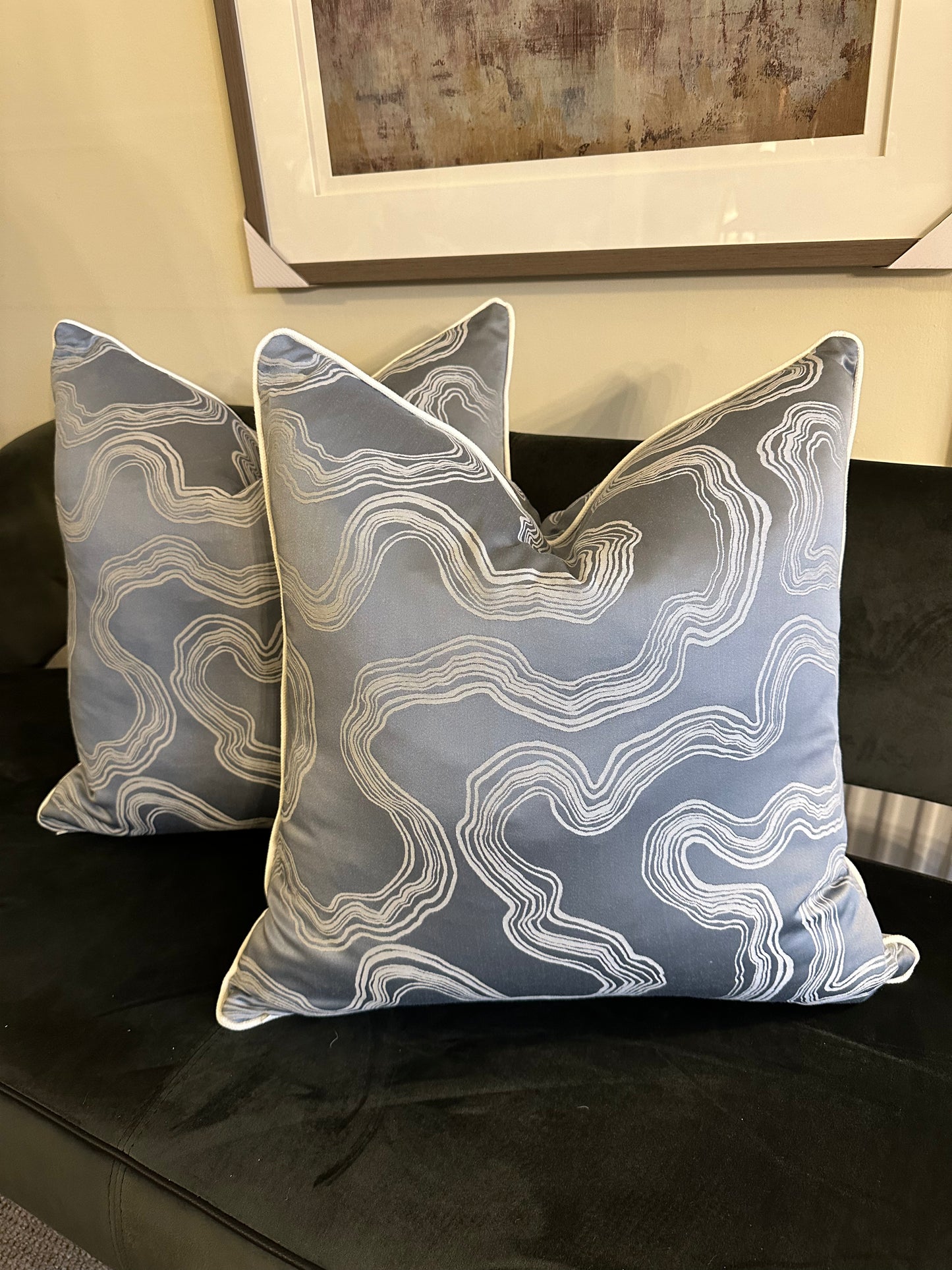 Blue wave cushion