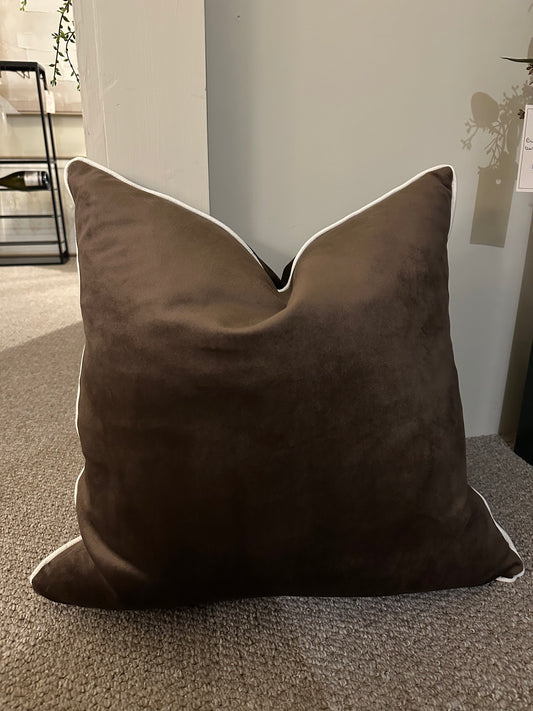Chocolate brown velvet cushion
