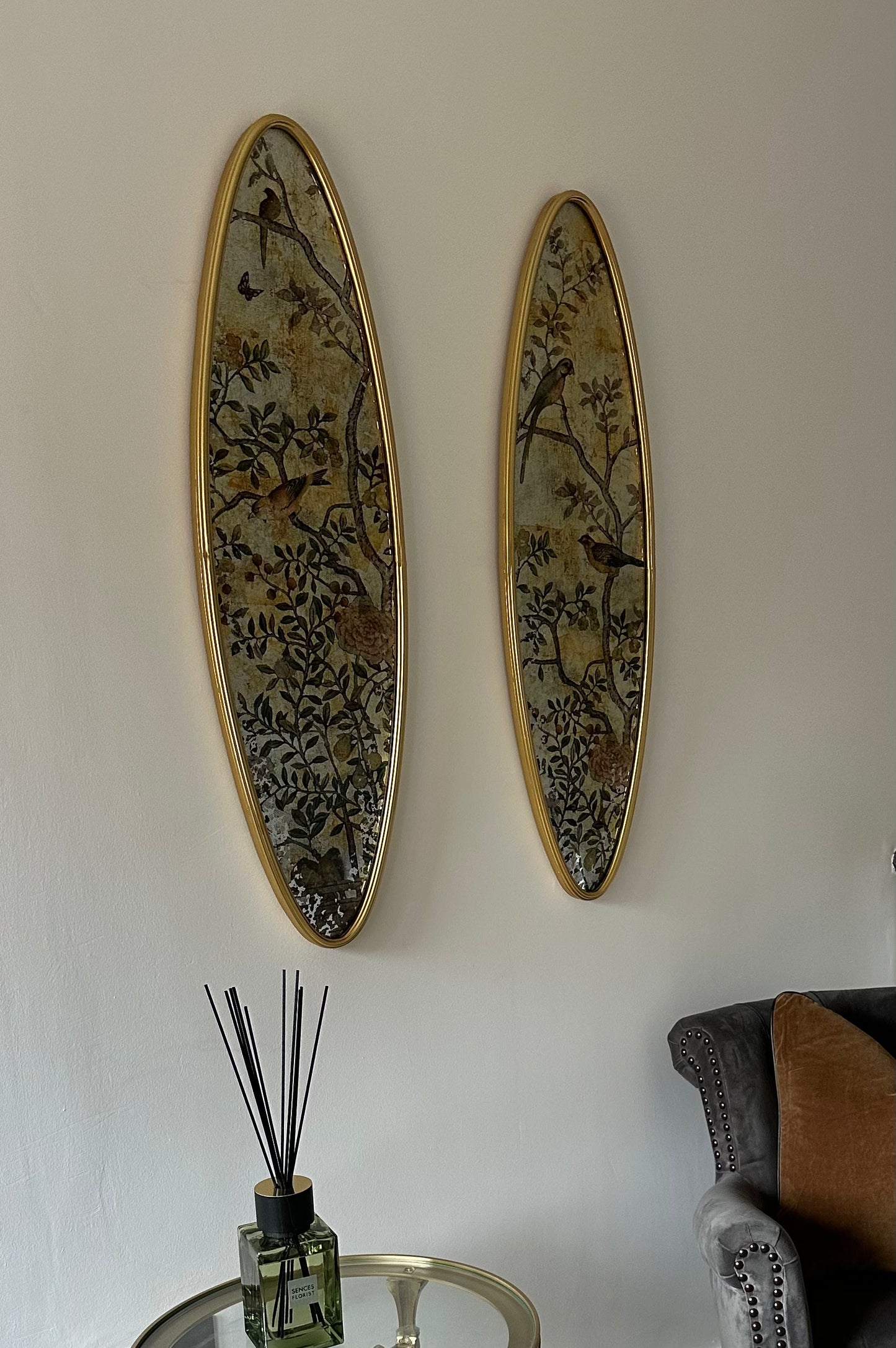 Set of 2 Lyme Oval Glass Framed Pictures
