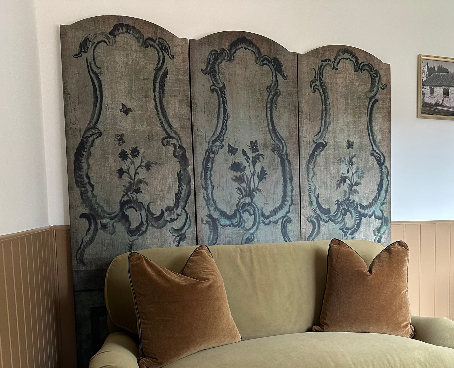 Antique Blue Canvas Print 3 Panel Screen