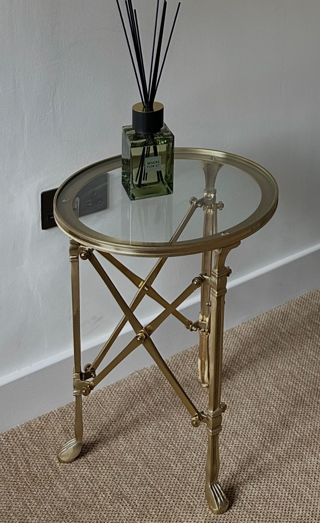 Antique Brass Cross Feet Side Table