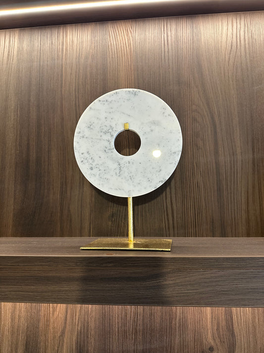 Small White Disc On Stand
