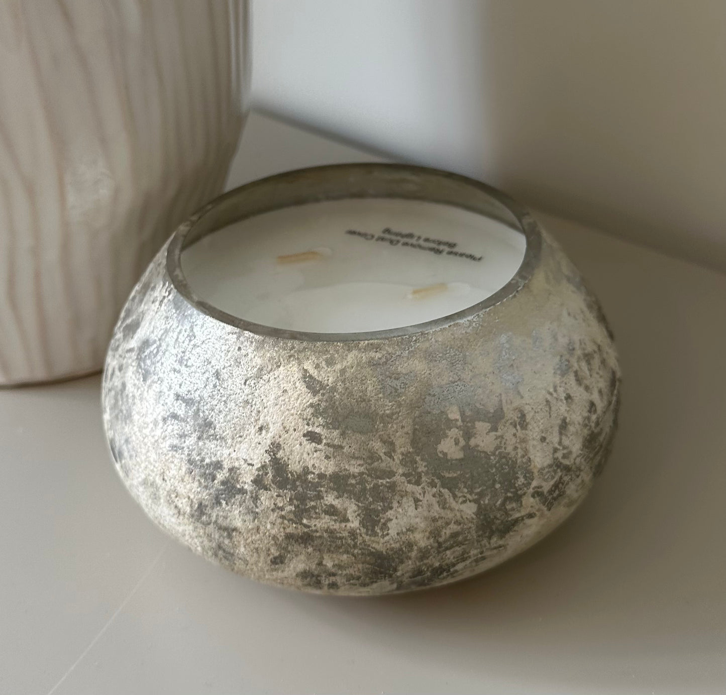Medium Smokey Quartz Silver Candle
