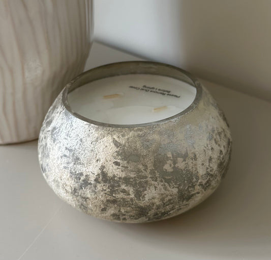 Medium Smokey Quartz Silver Candle
