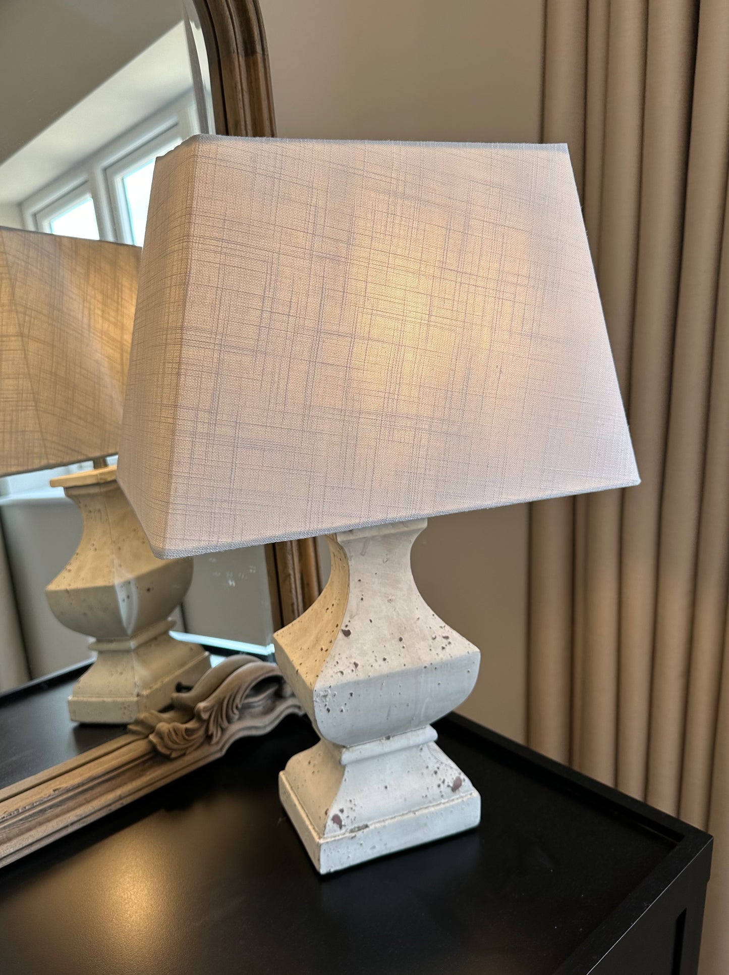 Wooden Table Lamp with White Shade