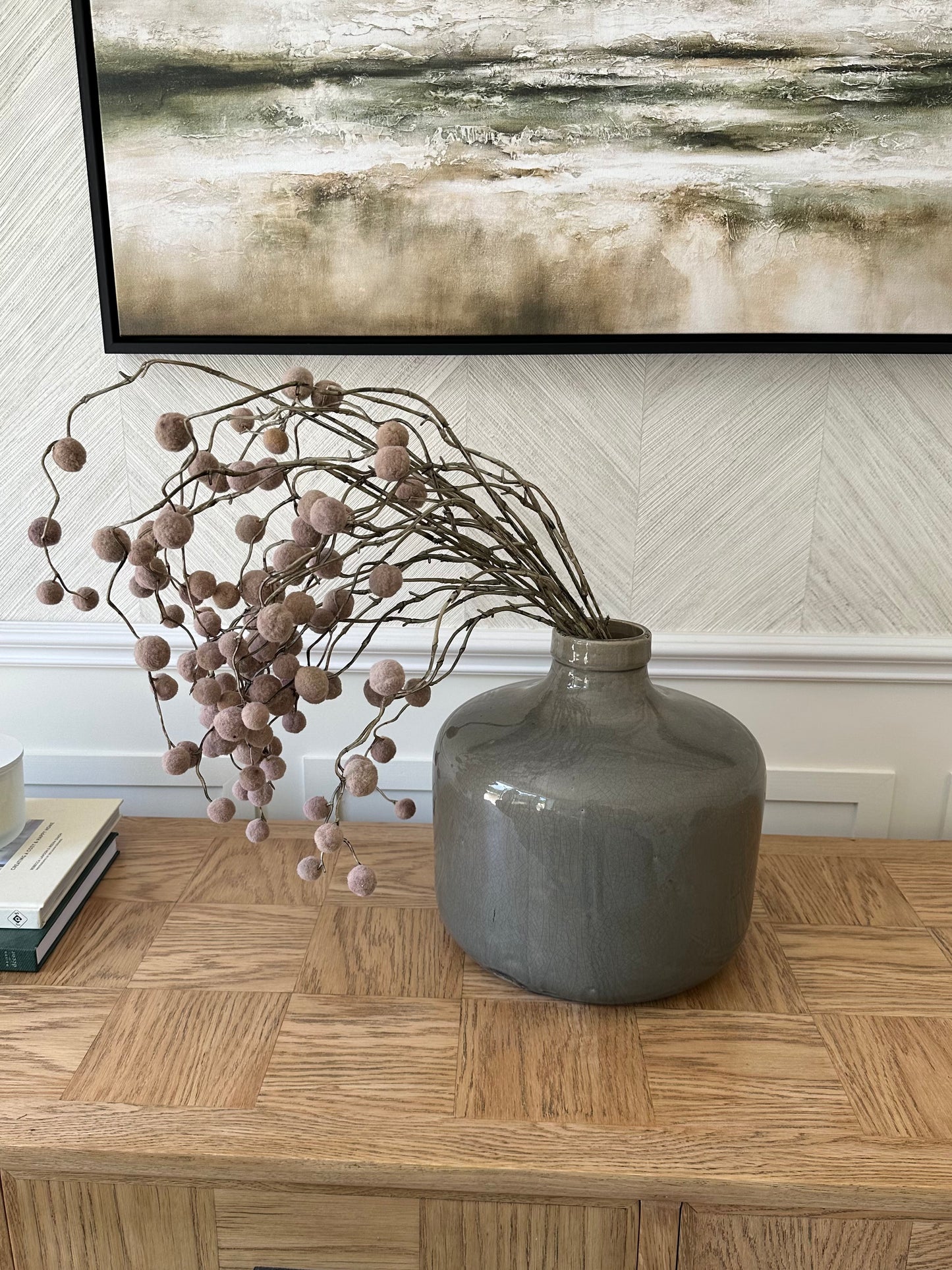 Brown Pom Pom Willow Spray