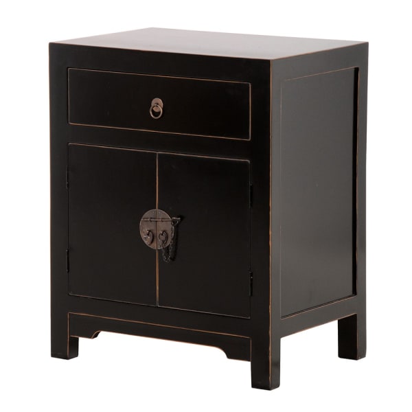Shanxi Black 2 Door 1 Drawer Bedside