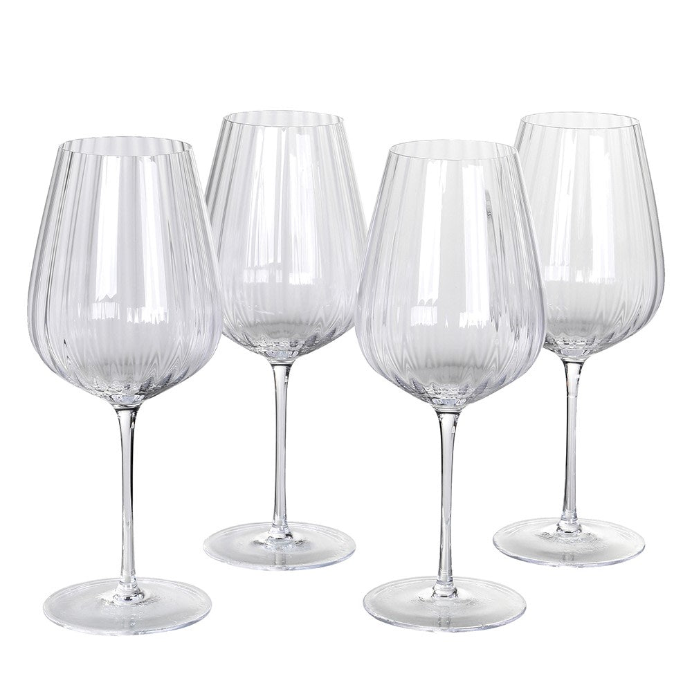 Set of 4 Ribbed White Wine Glasses