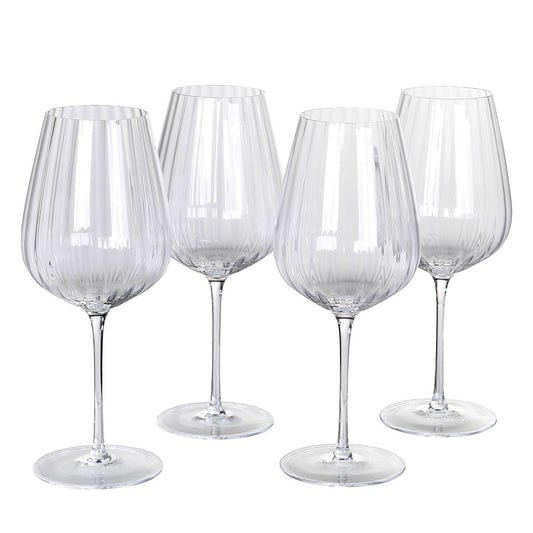 Set of 4 Ribbed White Wine Glasses